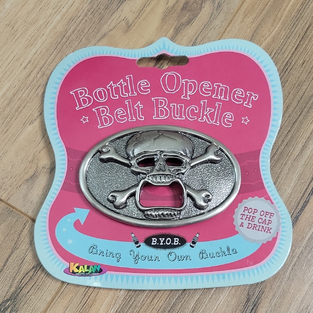 Kaplan Silver Skull Bottle Opener Belt Buckle